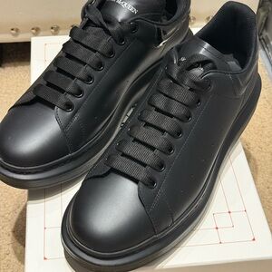 Alexander McQueen Black Leather Sneakers with Chunky Sole